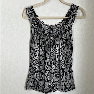 Source Unknown Black and White Ruffled Camisole Tank Top SummerTop Bohemian